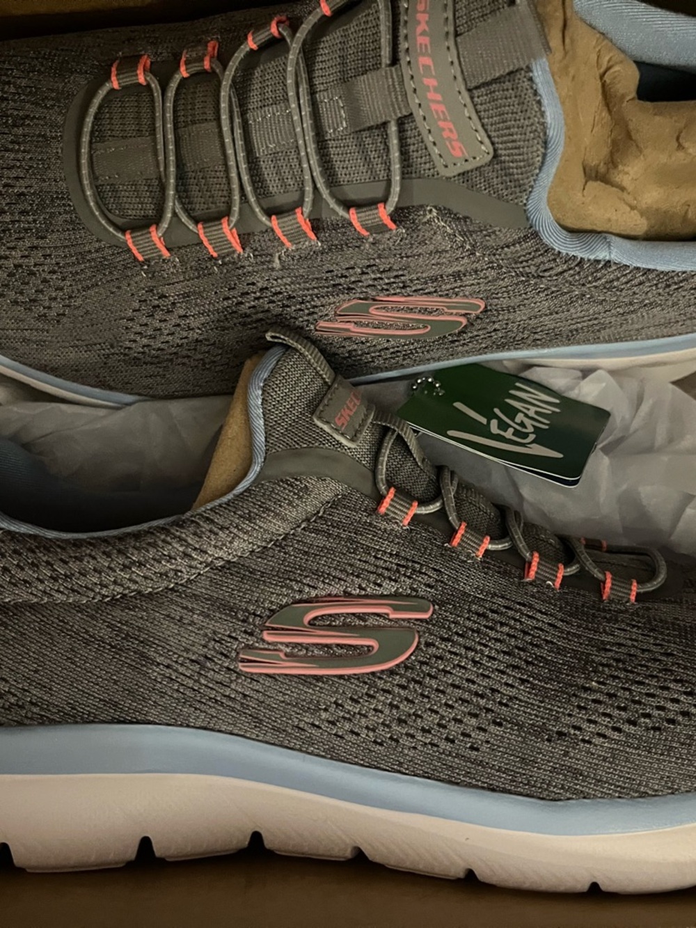 Skechers Slip-On Athletic Sneaker in Gray with Pink Accents